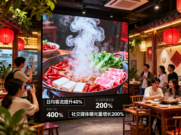 一塊 LED 屏帶火一家火鍋店：成都餐飲行業(yè)的 &ldquo;數(shù)字視覺營銷&rdquo; 新玩法|成都LED顯示屏